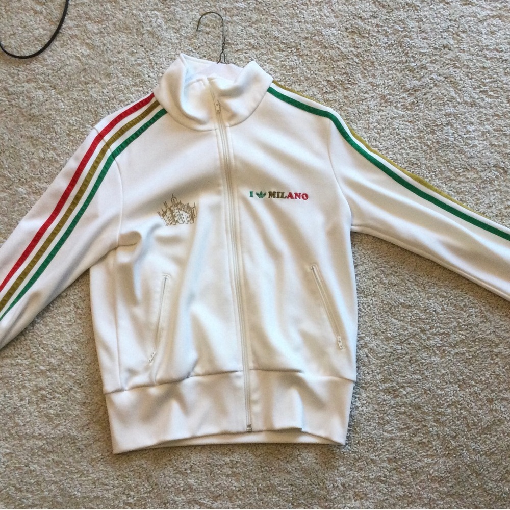Adidas White and Red Varsity Jacket Retro Style